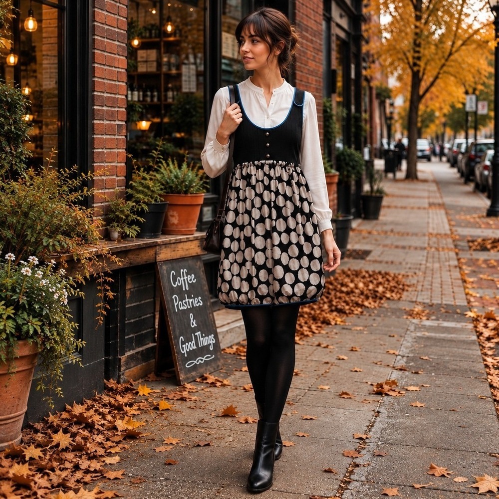 Anthropologie Floreat Silk Polka Dot Mini Dress Bubble Hem Black Ivory Size 2
